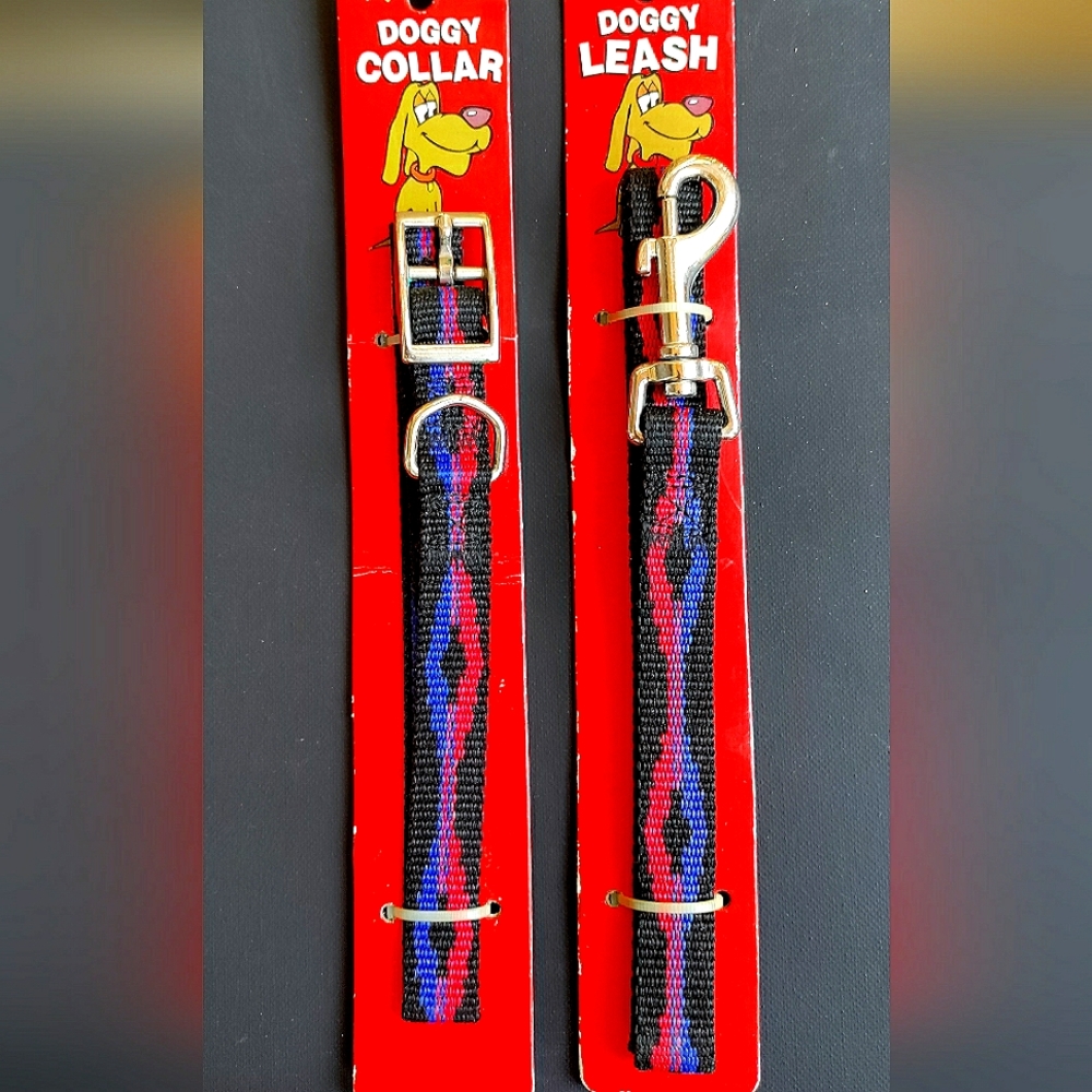 NEW Doggie Collar 18" & Leash 40"  Matching Set! Design. Durable. Colorful.